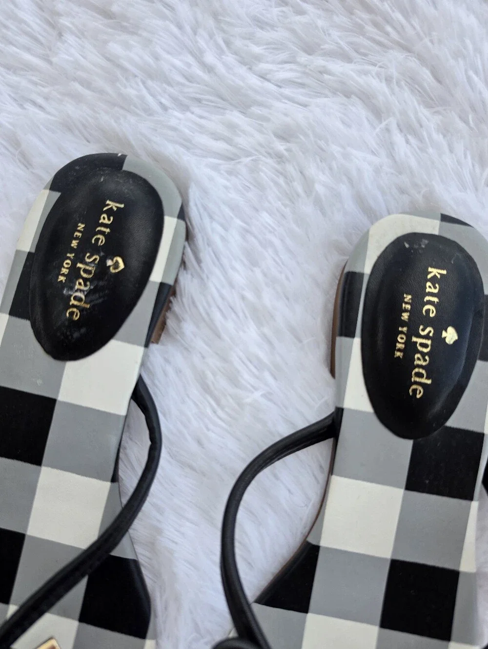 Kate Spade‎ Mistic Bow Buffulo Check Plaid Flat Thong Sandals